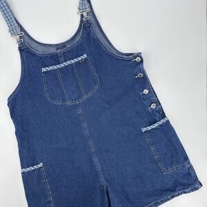 Vintage Route 66 Dungaree Shortalls Womens 18W Blue Denim Overalls Bibs Y2K